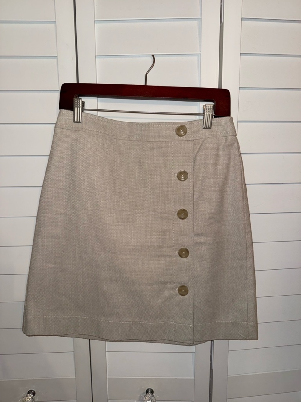 Ann Taylor Beige Button-Front A-Line Skirt